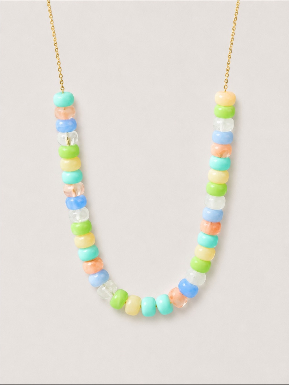 New! Colorful 18K Gold Plated Mixed Bead Necklace NWOT 5068